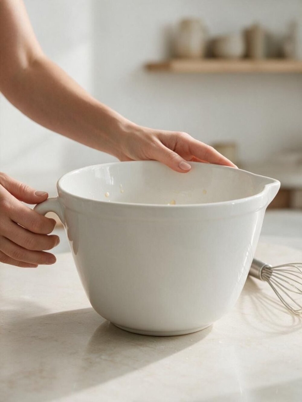 Roseville Pottery White Ceramic Batter Bowl